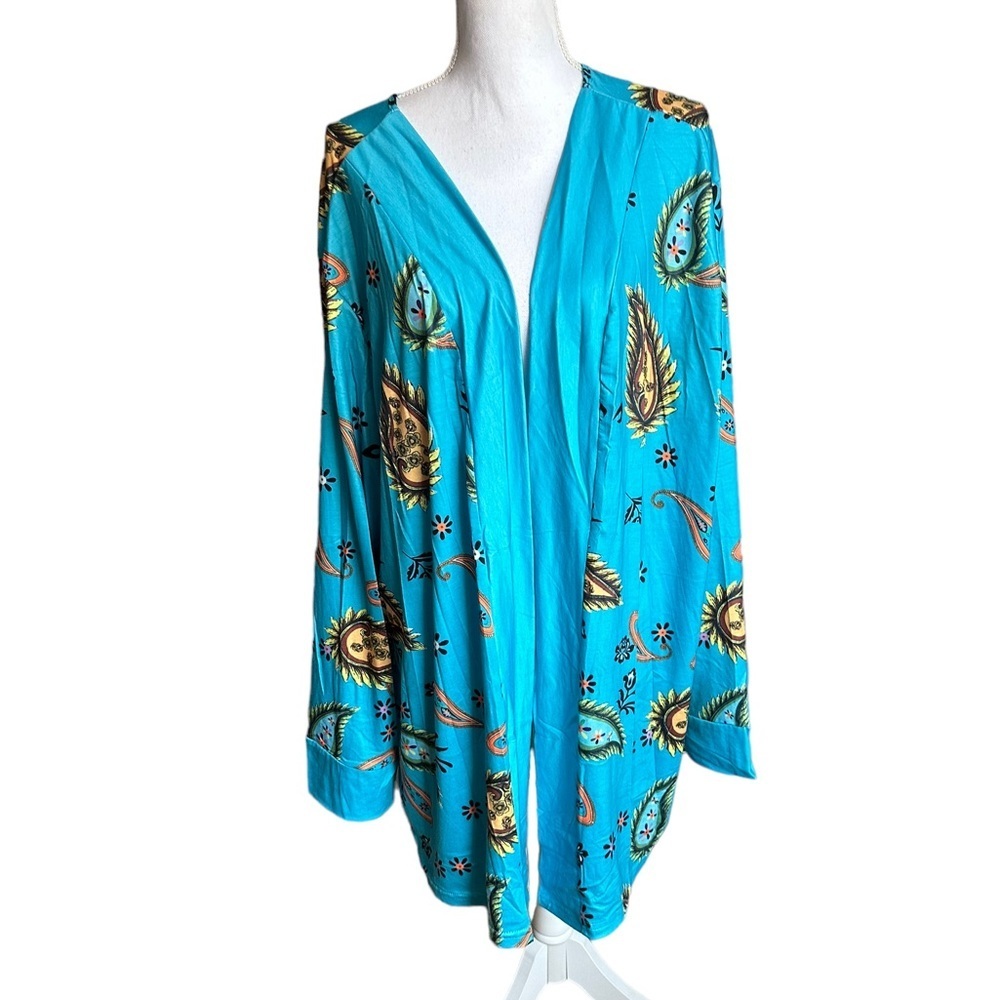 Misslook Multicolored Floral Print Kimono Open Front Top size 3XL